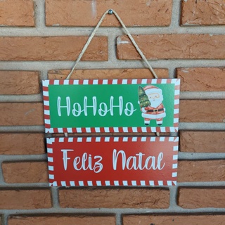 Enfeites de Natal Placa Para Decoração Com Cordão Frase: Ho Ho Ho, Feliz  Natal