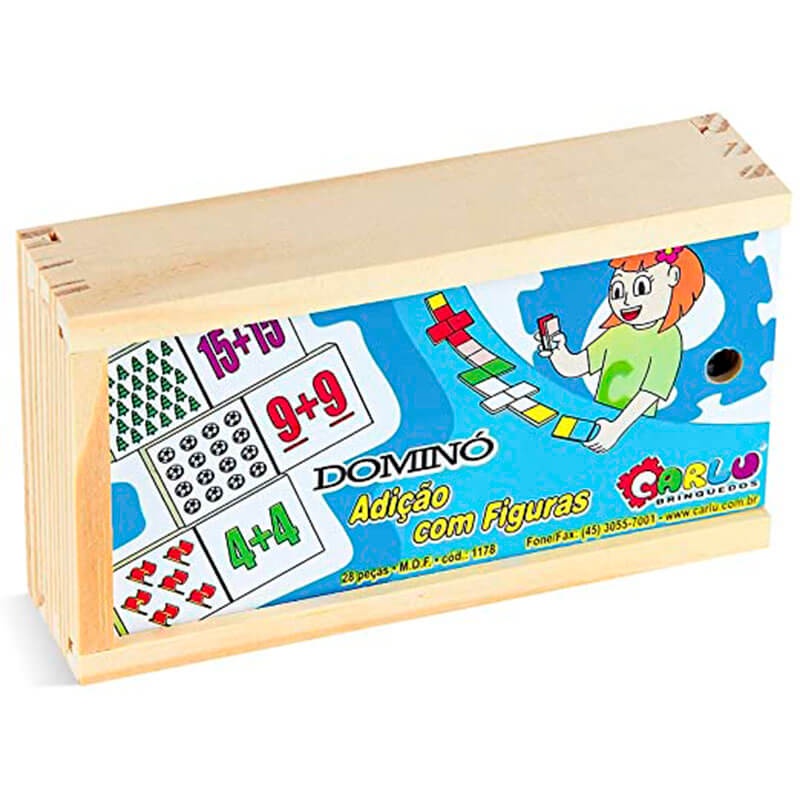 Jogo De Dominó Educativo Adição Com Figuras Em Mdf 28 Peças Carlu Shopee Brasil 3126