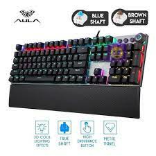 Teclado Gamer Mecânico Usb Metal Blacklight Rgb Aula F2058