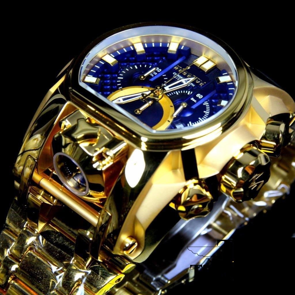 Comprar Relógio Masculino Invicta Zeus Magnum Dourado Azul P/aço - R$145,99  - Rélógios no Atacado