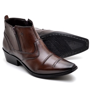 Bota Botina Social Country Bico Fino Zíper Visual Classico Reta Oposta Ref 608