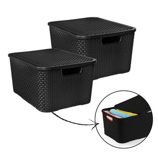 Oferta Kit 2 Caixa Organizadora Rattan Empilhavel 20 Litros Organizador Grande