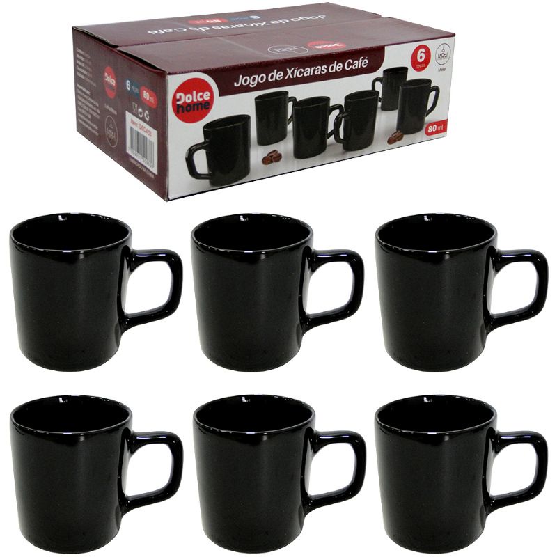 Jogo Xícaras de Café 6 Peças Expresso Napoli 80ml Bubble Le Cook