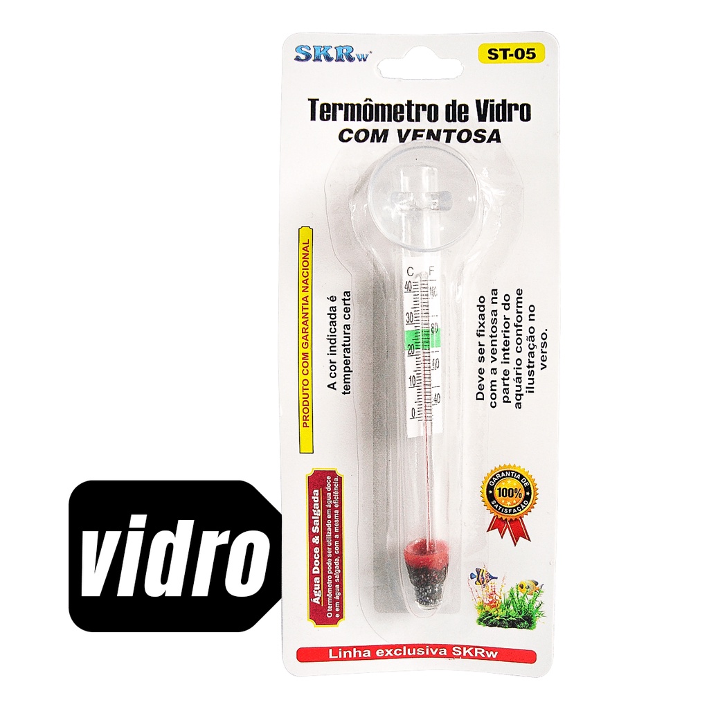 TERMOMETRO AQUARIO VIDRO ST-05 C/VENTOSA SKRw