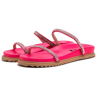 Papete Feminina Plataforma Sandalia Birken Lançamento 2023  Verão Pink De Strass