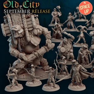 Miniaturas RPG Cidade Antiga Criaturas Guerreiros E Mago Coleção Old City Models Titan Forge - D&D Dungeons and Dragons