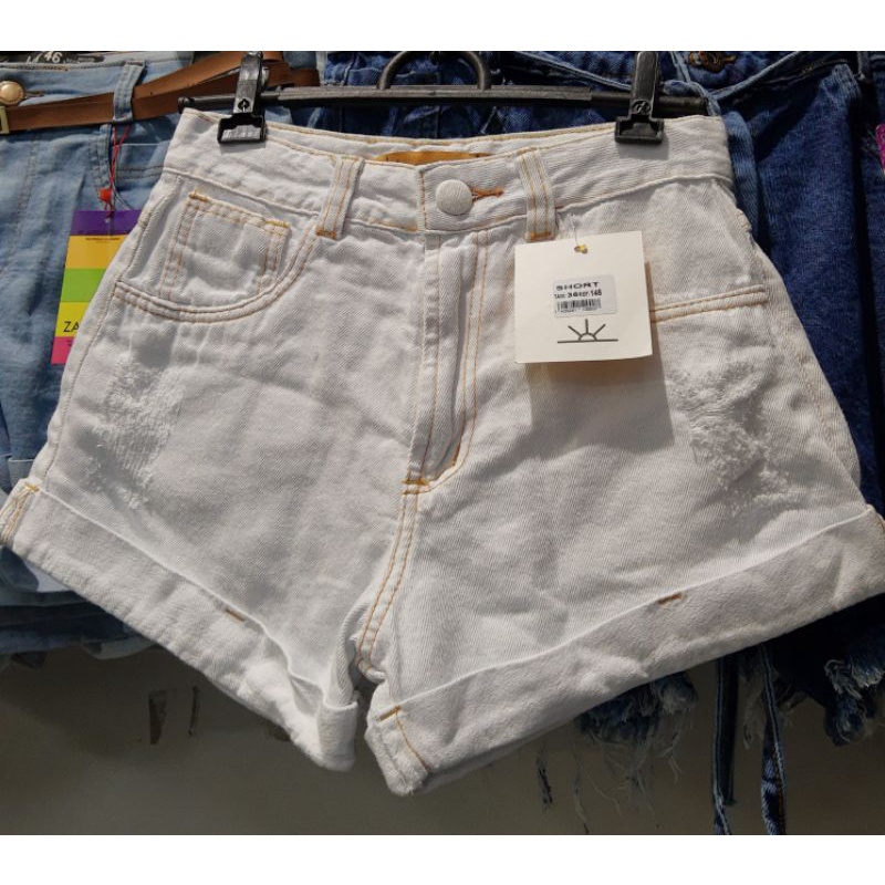 Short Bermuda Jeans Levanta Bumbum Hot Pants Lycra Com Bojo