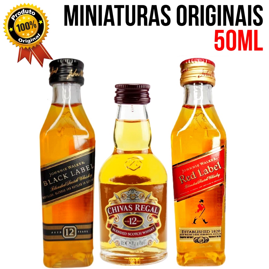 Kit Mini Whisky Black Label + Chivas + Red Label 50ml | Shopee Brasil