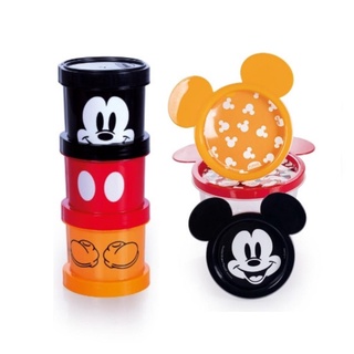 kit conjunto de potes Plastico mickey empilhavel redondo 6un
