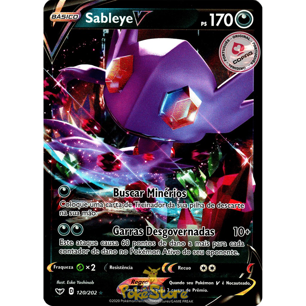 Carta Pokemon Sableye V Portugus 120/202 Card Original Copag | Shopee  Brasil