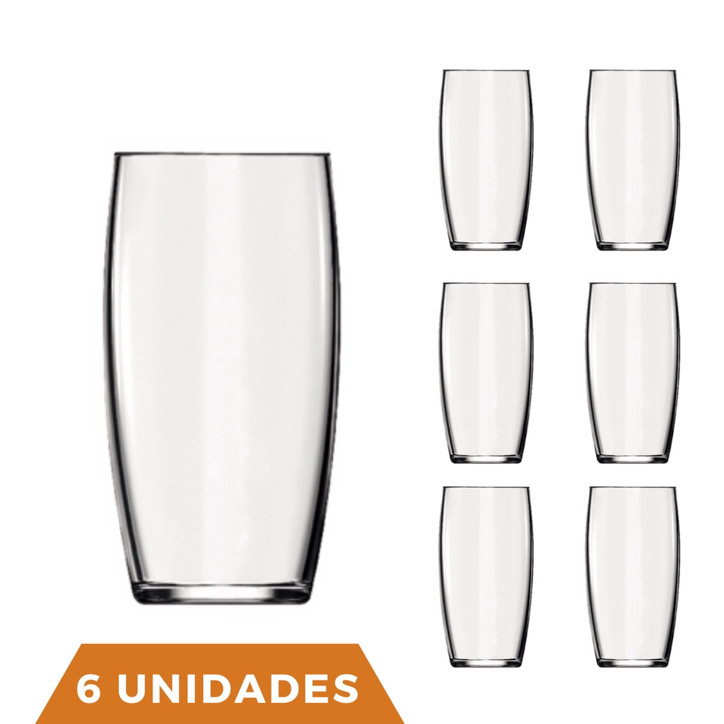 Jogo 18 Copos Chiques 300ml Paulista Drink Vidro Mesa Posta