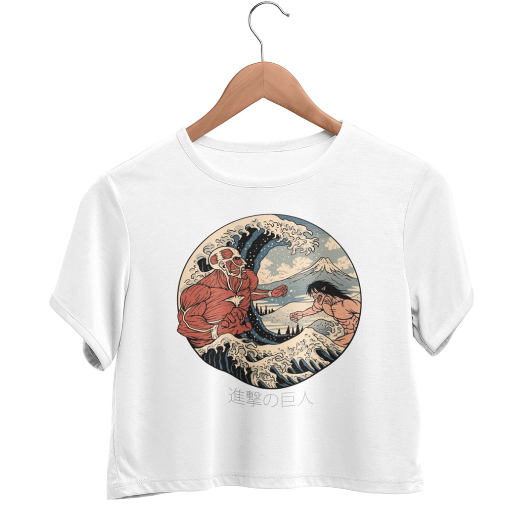 Camiseta Cropped Feminino Unissex Anime Attack On Titan Vaporwave ...