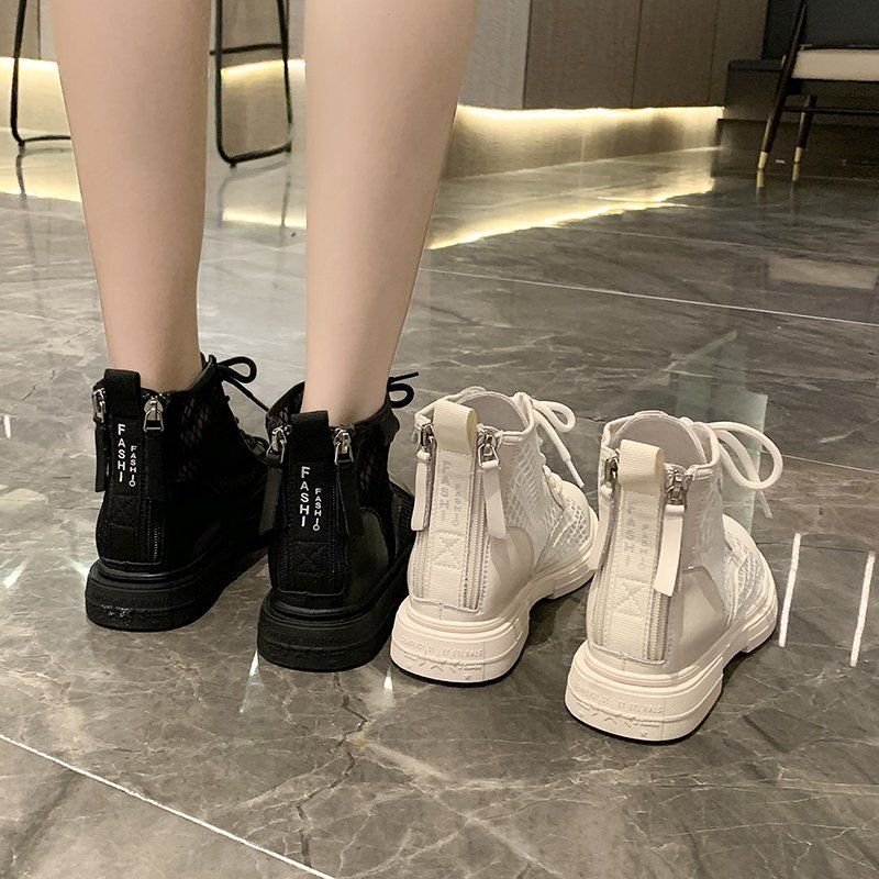 Bota Martin Feminina Com Gola Baixa E Zíperes Duplos 2021