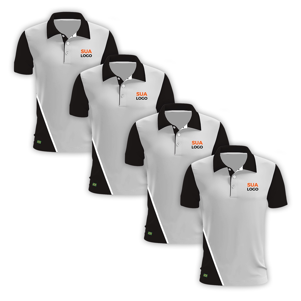 2 Camisas Polo Personalizadas Com Sua Logo Bordada No Peito, Modelo Dual Color Kit com 2 unidades