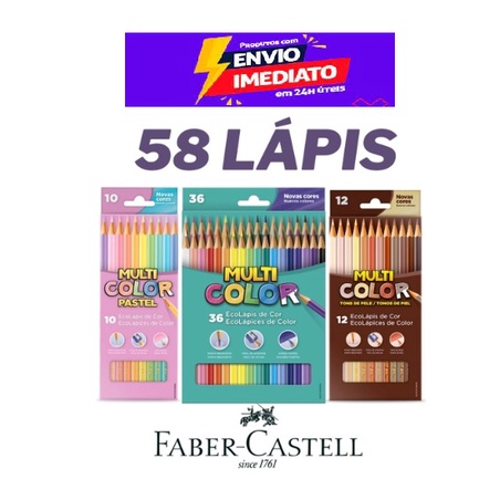 Kit Lapis De Cor 34 Cores Multicolor Básicas + Pele + Pastel :  : Papelaria e Escritório