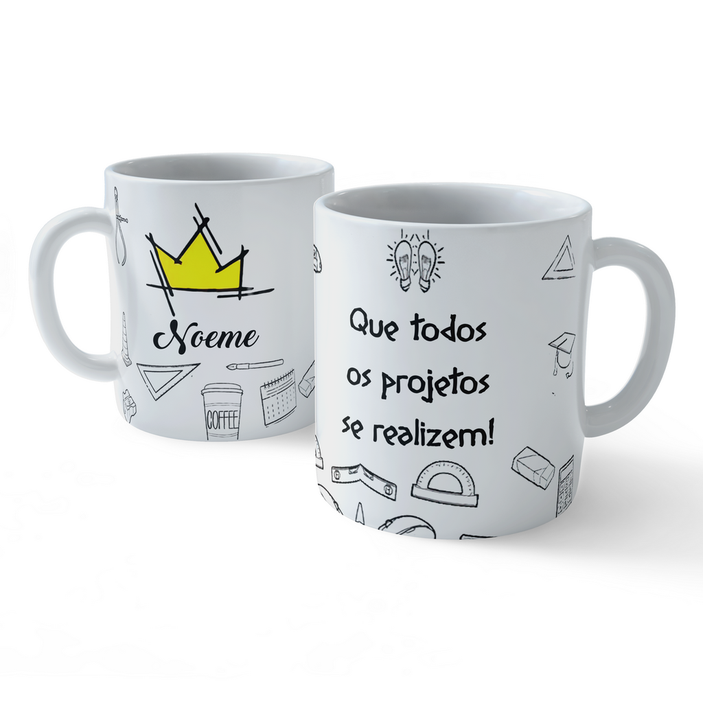 Caneca Porcelana Personalizada Que Projetos Realizem Nome | Shopee Brasil
