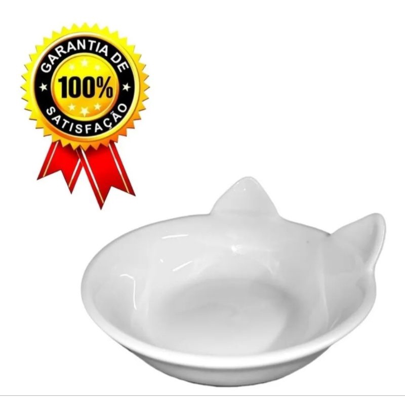 Tigela Prato P/ Gatos Comedouro Porcelana Gato Promoção 2uni