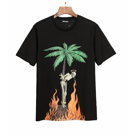 Unissex Estilo Palma angels Gola Redonda Homens Mulheres Casual Manga Comprida Camiseta