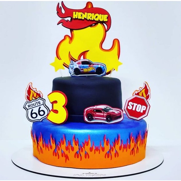 Bolo Hot Wheels, 2 andares, bolo de andar