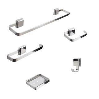 Kit Acessórios Para Banheiro Luxo 5 Peças Saboneteira Inox