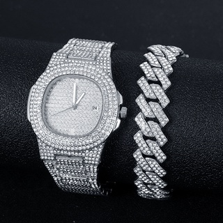 2022 Marca Iced Out Diamante Relógio De Quartzo Ouro HIP HOP Relógios Com  Micropave CZ Aço Inoxidável Para Homens