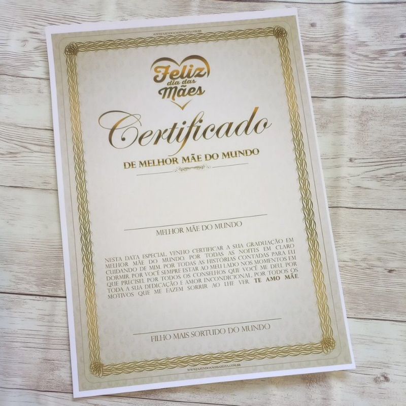 Certificado de melhor mãe do mundo, modelo padrão, dia das mães, filho ...