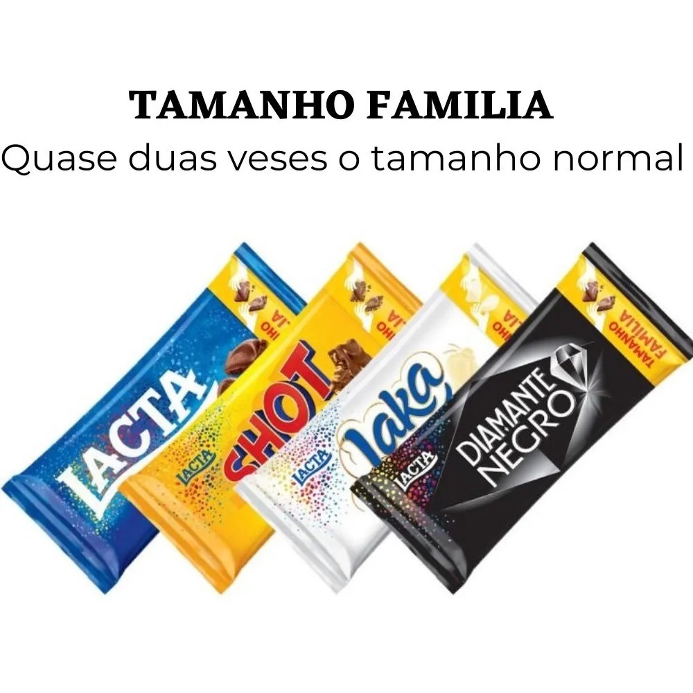 Barra De Chocolate Grande 165gr Tamanho Família Lacta
