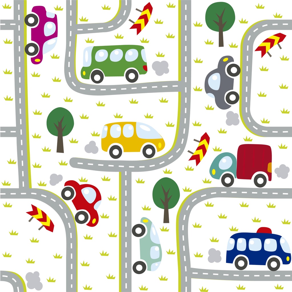 Papel De Parede Adesivo Carros Carrinhos Estrada Quarto Infantil
