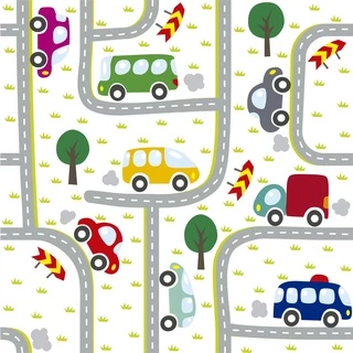 Papel De Parede Adesivo Carros Carrinhos Estrada Quarto Infantil