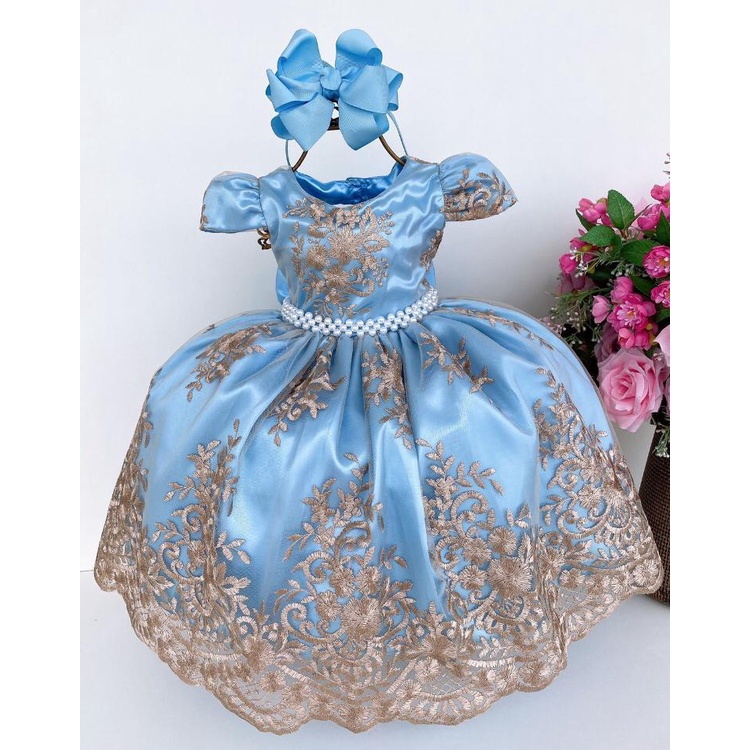 Vestido Infantil Festa Luxo Realeza Daminha Princesa Niver