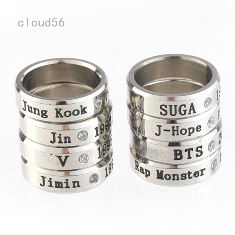 Novo Kpop Bts Anel De Nome De Diamante De Aço Com Nome Em V Jimin ...