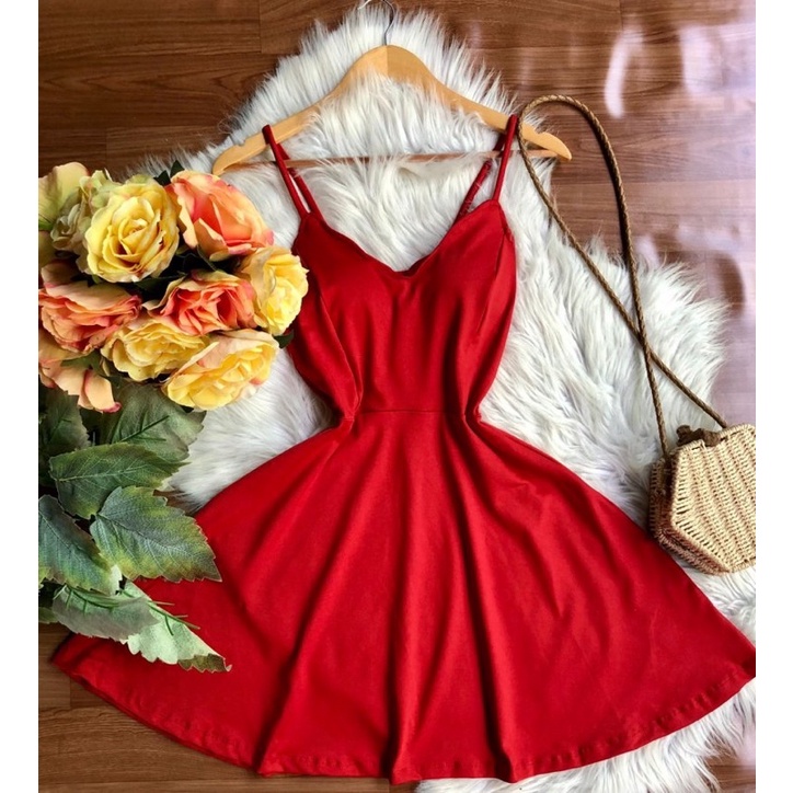 Vestido vermelho rodado com hot sale renda