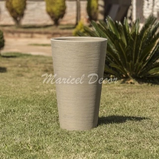 Vaso para Planta 50x34cm em Polietileno Decorativo Coluna Redonda Cone Moderno Texturizado
