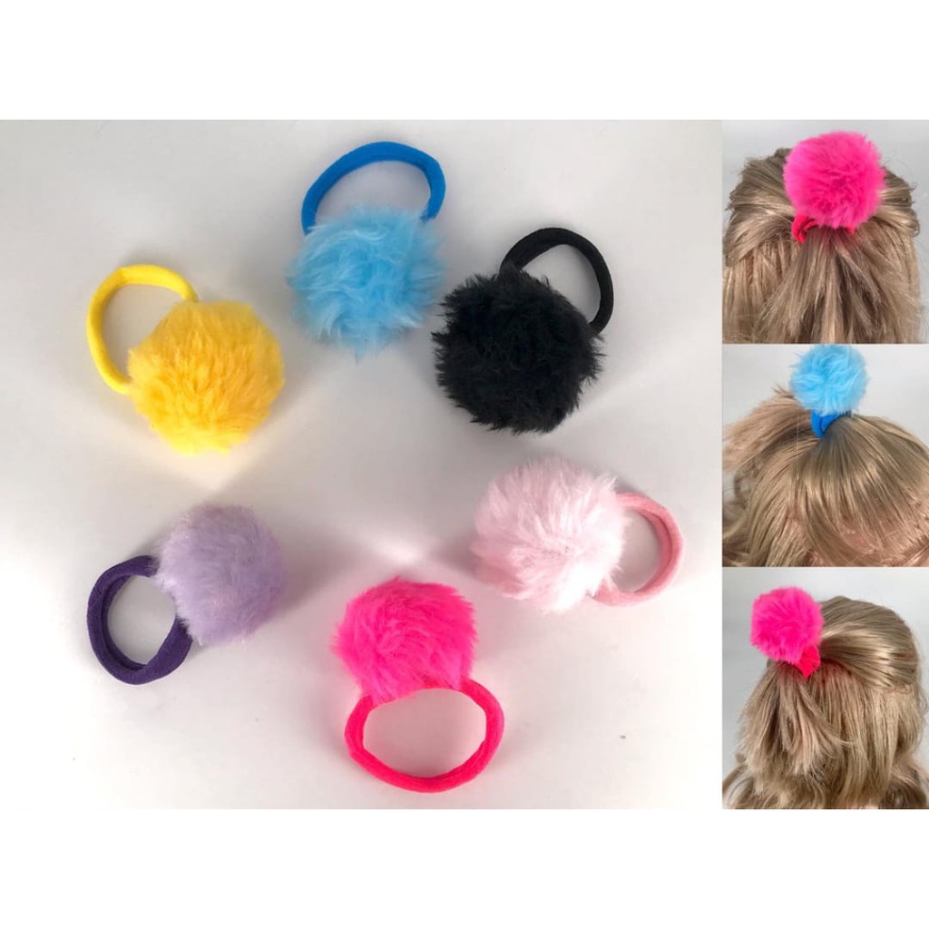 Mini xuxinha com pompom infantil para penteados