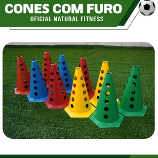 Kit 6 Cones com Furo Colorido para Barreira ou Circuito Futebol Treino de Agilidade