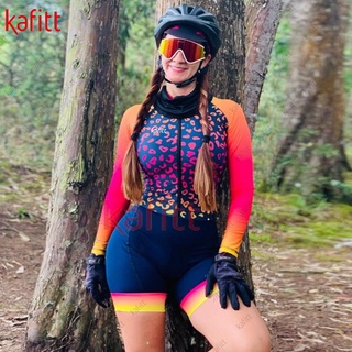 Camisa de ciclismo feminino Kafitt Gradiente com manga longa estampada  personalizada Roupa esportiva