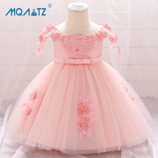 MQATZ Vestido De Bebê De Um Ombro Menina Floral Princesa Festa Noturna Batismo 3-24 Mês L5057XZ