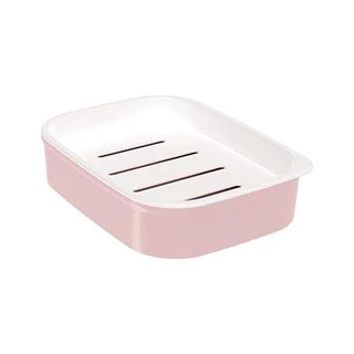 Saboneteira de Plástico com Escorredor Classic Fosca Mármore Rosa