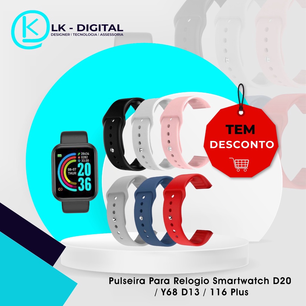 Relógio Inteligente Smart Band Smart Watch D20 Y68 Pulseira