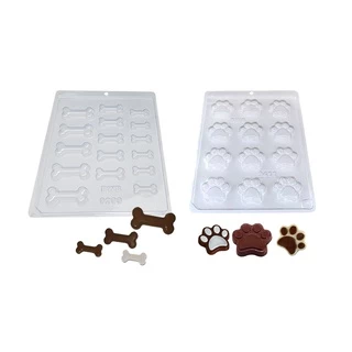Kit Formas de Acetato para Chocolate BWB Simples Sem Silicone Osso + Patinha