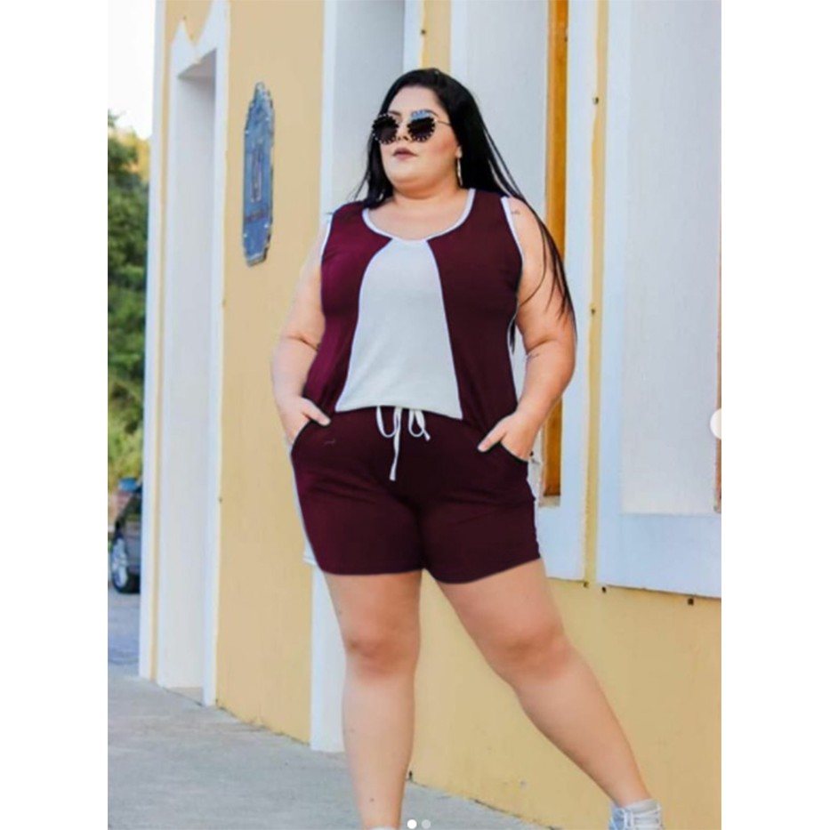 Conjunto Feminino Short E Blusa Estampado Plus Size