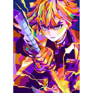 Quadro Metalizado Zenitsu Demon Slayer Anime Placa Decorativa Brilhant