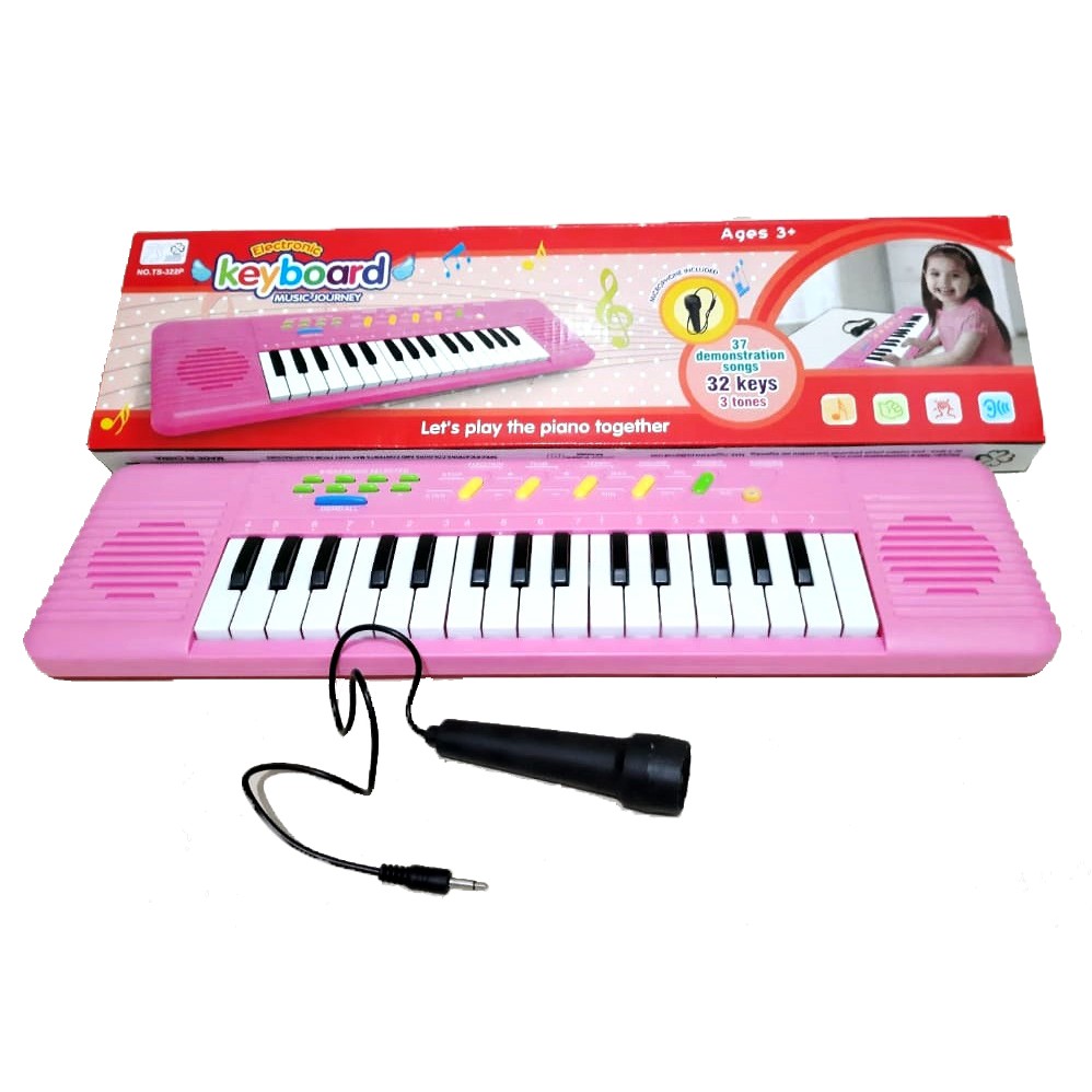 Piano Infantil Rosa Menina Musical Microfone Teclado em Promoção