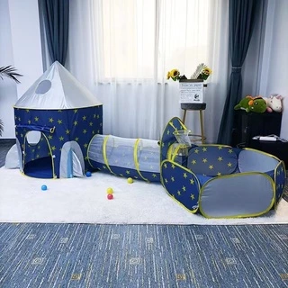 Tenda Castelo Túnel Barraca Infantil 3 em 1- cesta brincadeira da princesa