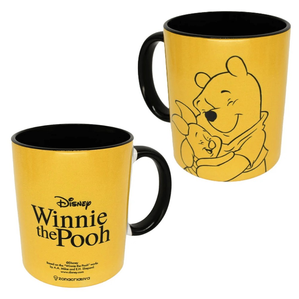 Caneca Ursinho Pooh E Leitão Porcelana Amarela 350ml Oficial Disney ...