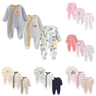 3 Pcs Fashion Cartoon 100%cotton Soft Long sleeve Baby Boy Girl Rompers Baby Gift