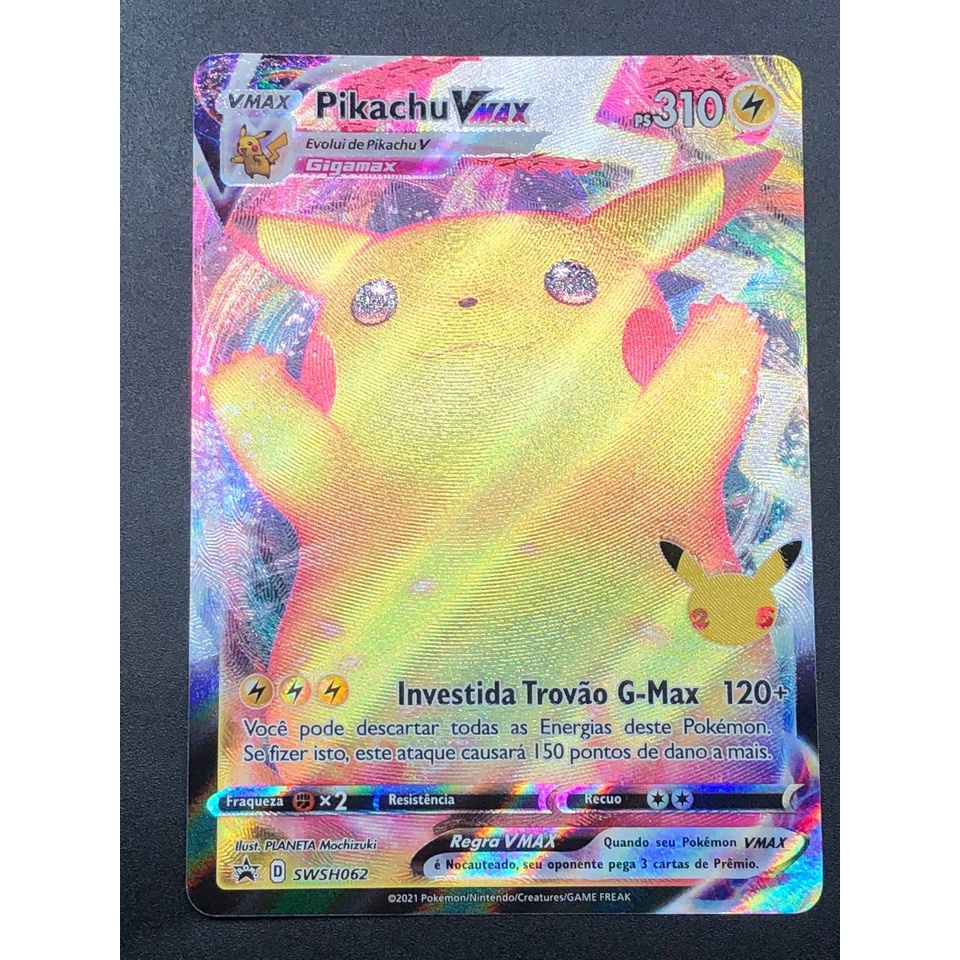 Original - Carta Pokemon gigante coleção rara - Pikachu-V em