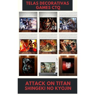 Kit Quadros Anime Shingeki No Kyojin Attack On Titan 20x30 (Branco)