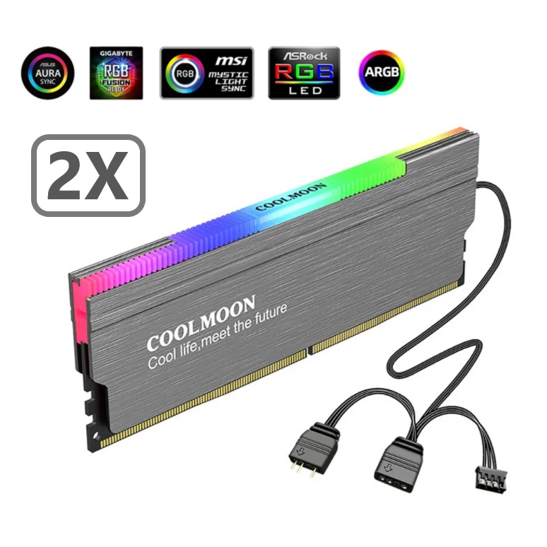 Kit 2 Dissipador Calor Memória RAM ARGB 3 Pinos 5v Control