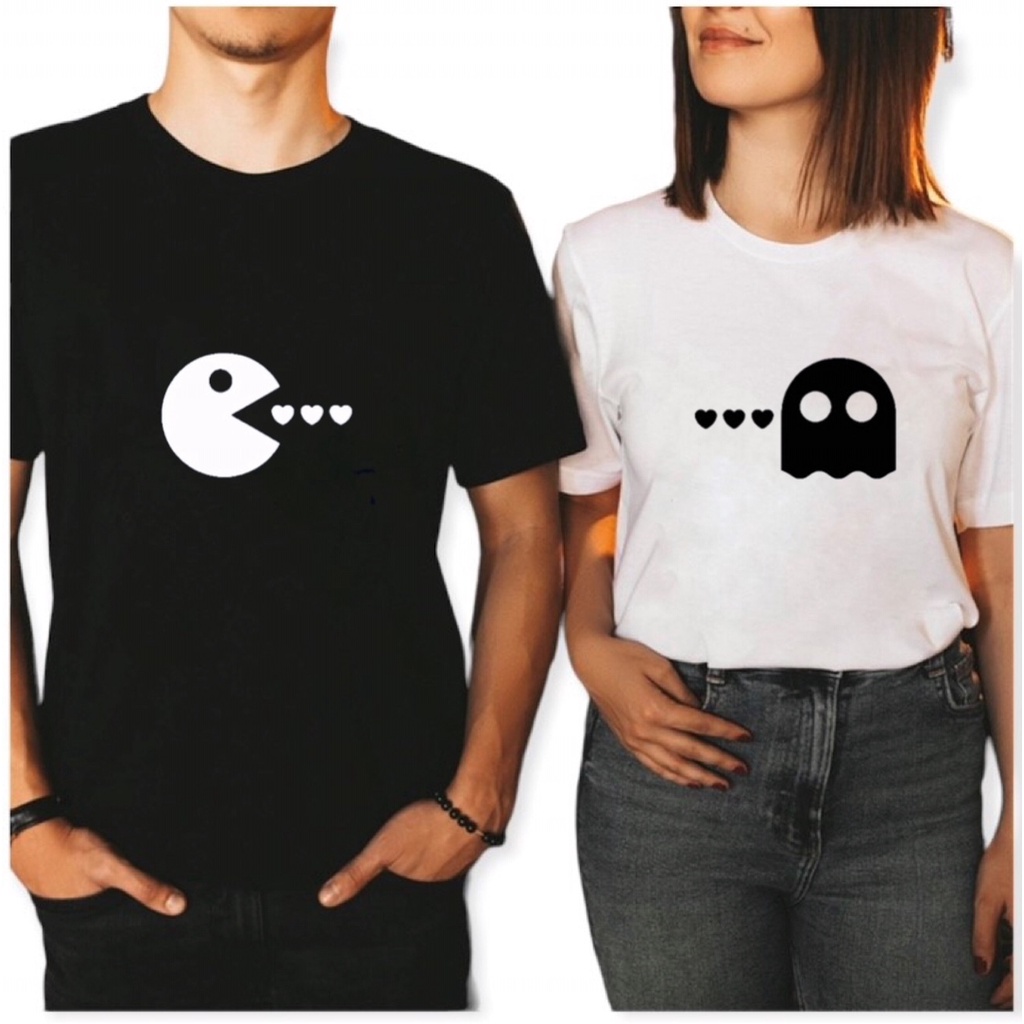 Kit 2 Camisetas Camiseta Namorados Amigas Pac Man